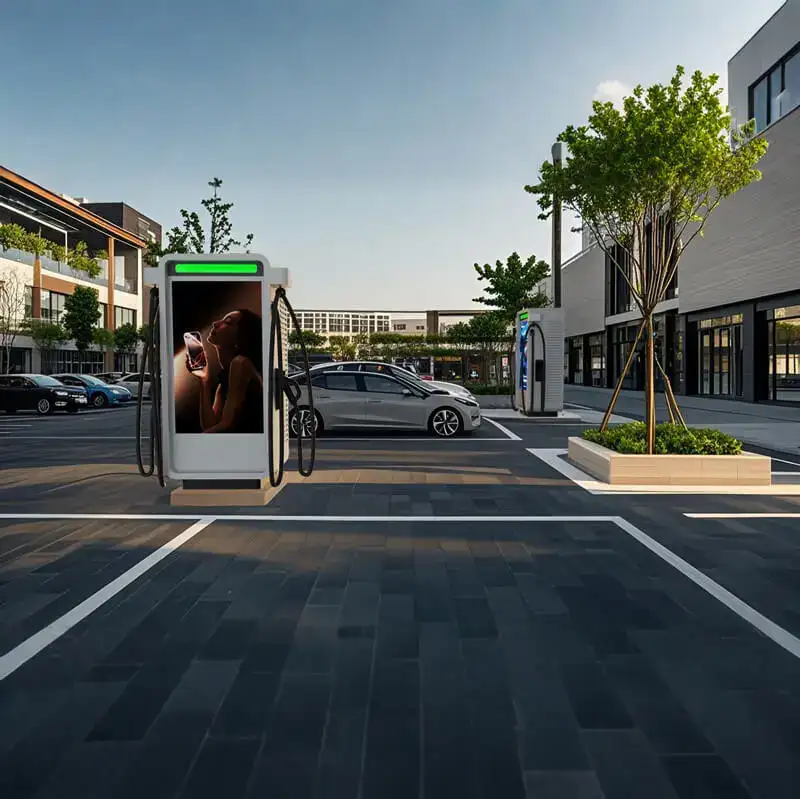 EV chargers with integrated digital screens